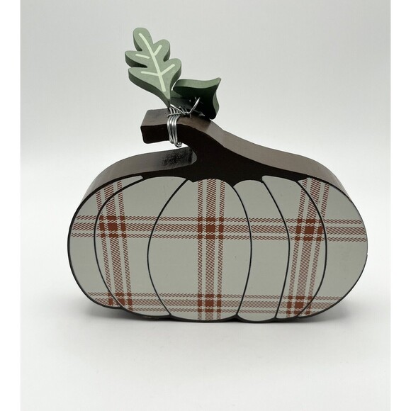 Primitives by Kathy Other - Fall Home Decor Plaid Pumpkin Chunky Sitter 6x4" Primitives By Kathy 2023 New